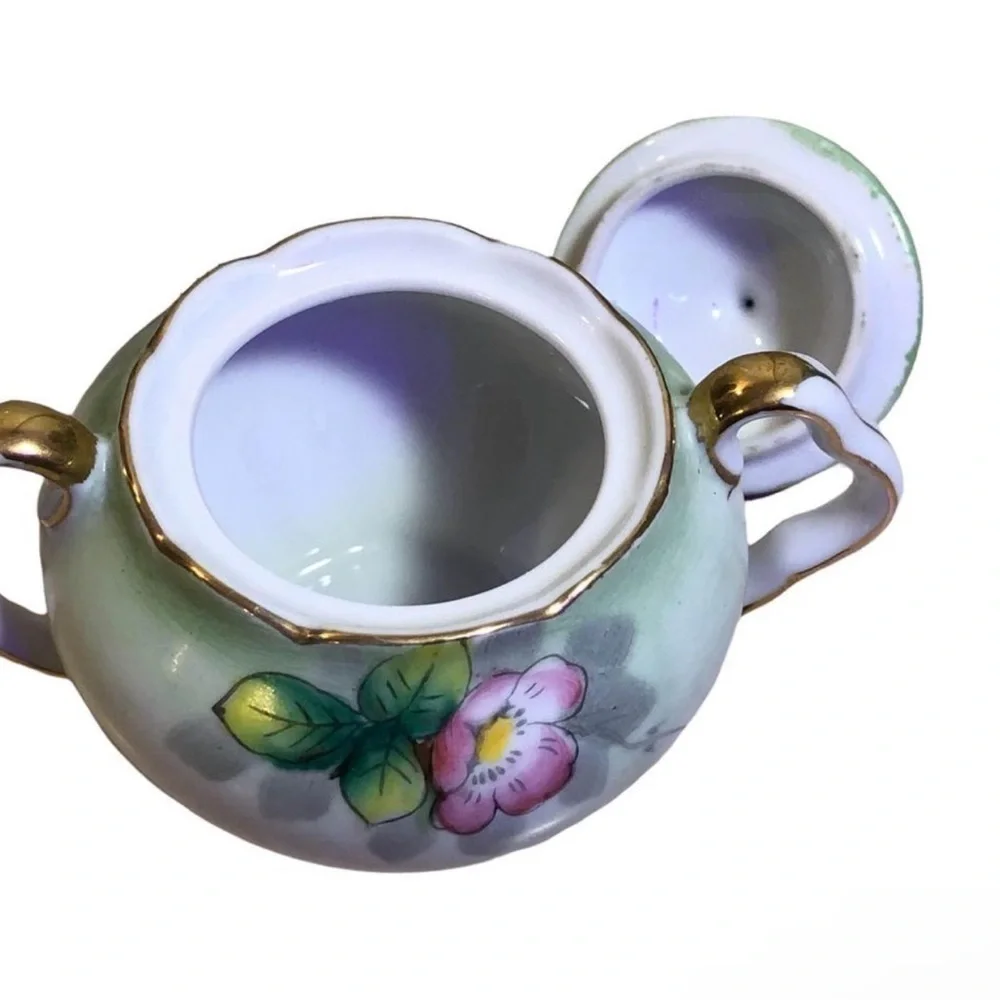 Vintage Floral With Gold Trim Sugar Bowl Maker Mark UCAGCO